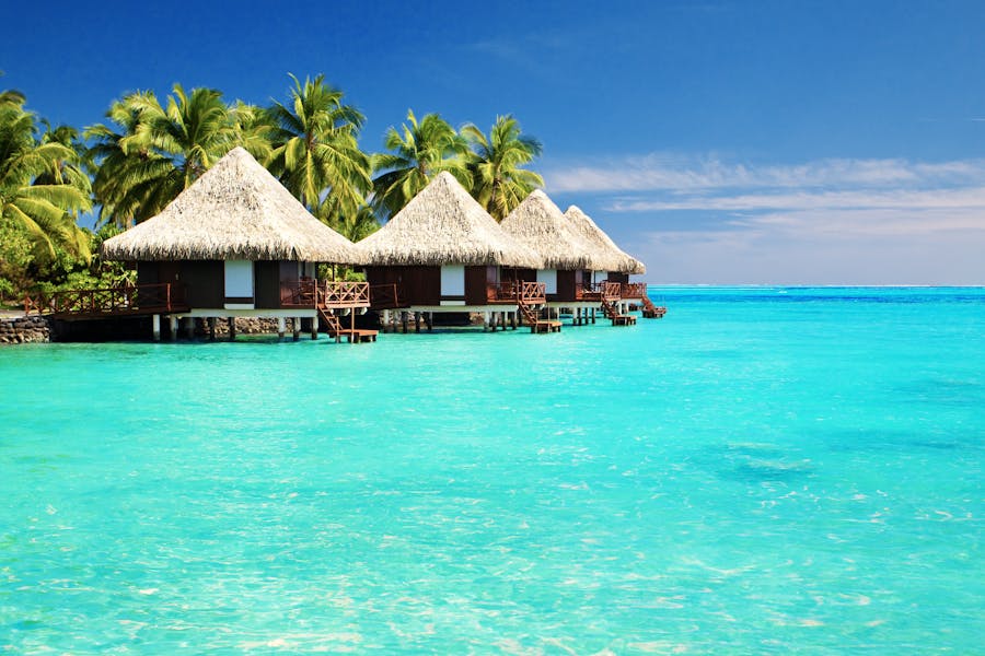 Beach huts in the Maldives